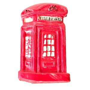 Vtg British UK English Red Phone Booth Paper Clip Tie Lapel Pin Dr Who Telephone